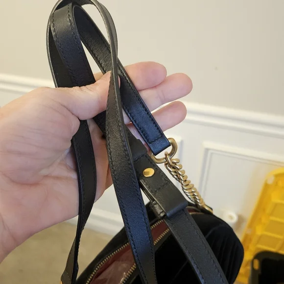 Gucci GG Marmont Velvet Camera Bag Star Crystal Embellished Black - Picture 14 of 16